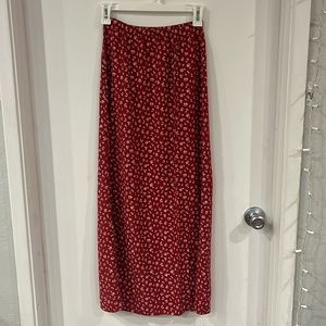 Brandy Melville Red Floral Midi Skirt